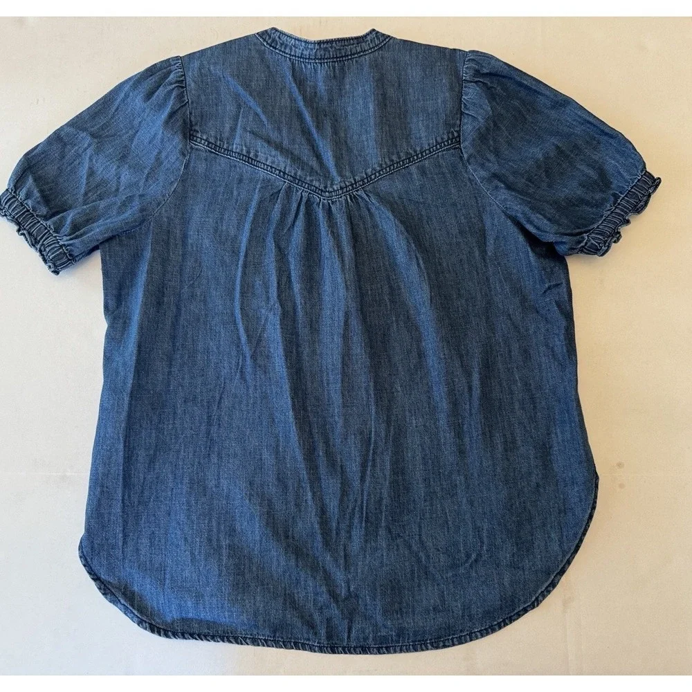 Anthropologie Pilcro Aly Denim Puff Sleeve Blouse Women's  Small - Picture 2 of 4